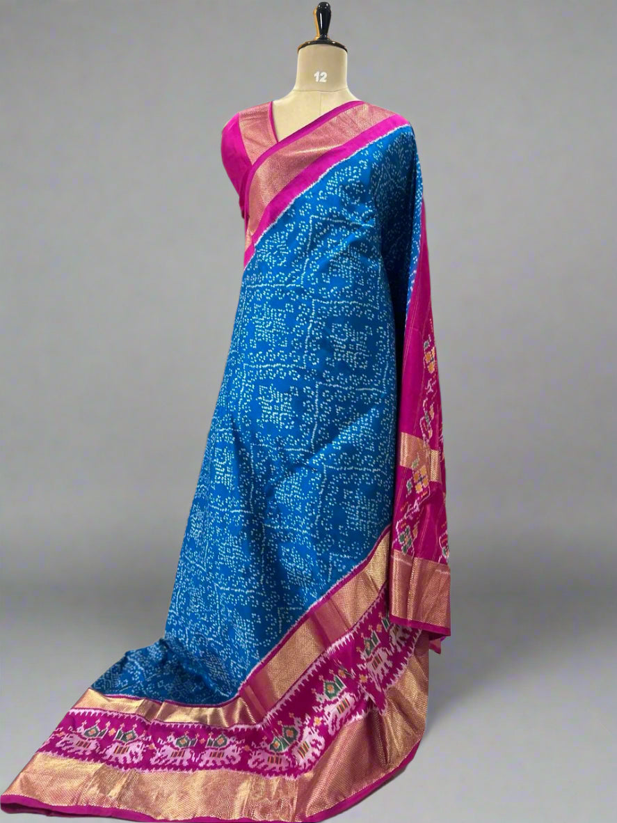 Blue ikkat pochampalli-08 pure silk saree