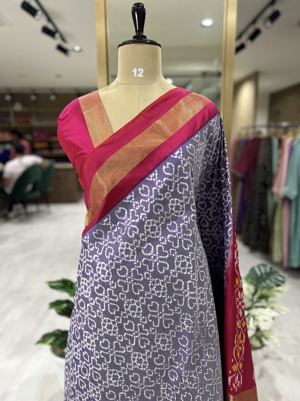 Light purple ikkat pochampalli-08 pure silk saree