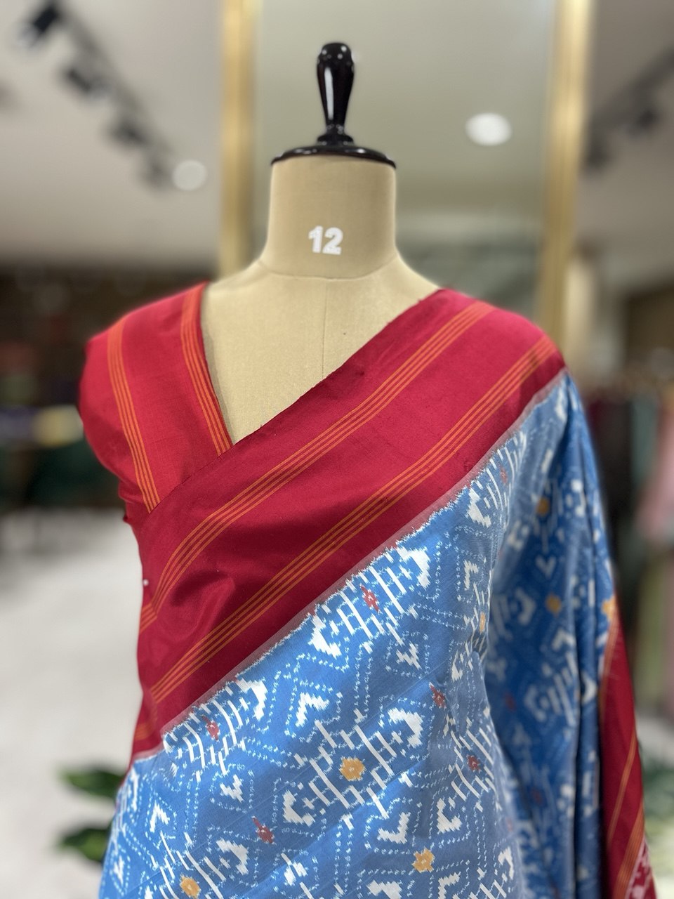 Light blue ikkat pochampally-12 pure silk saree
