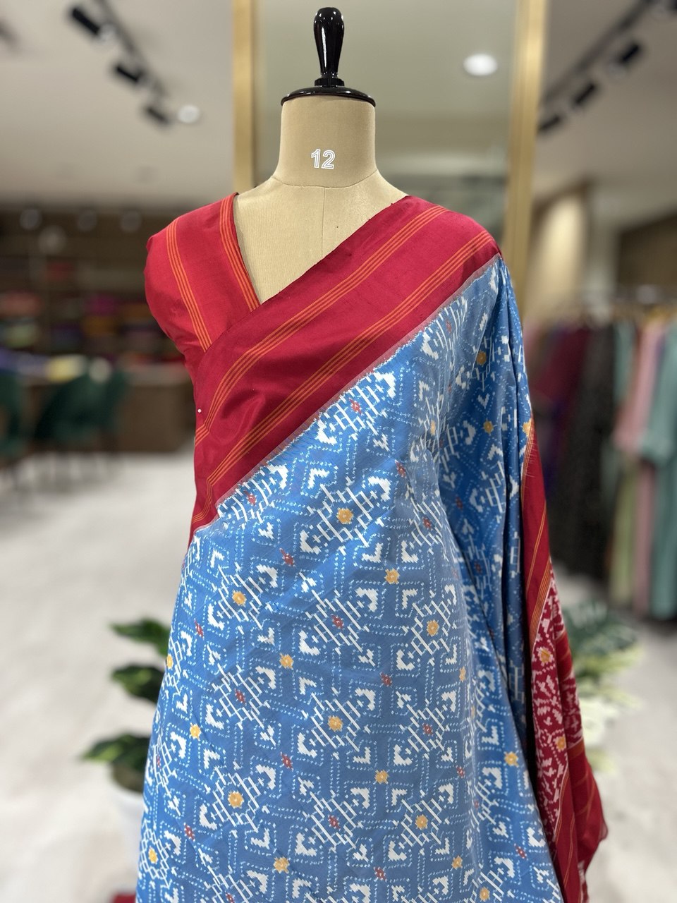 Light blue ikkat pochampalli-08 pure silk saree