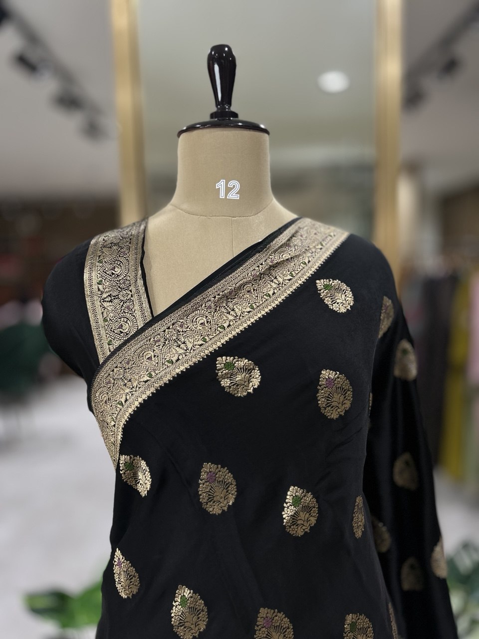 Black 08 meena rich banarasi satin silk saree