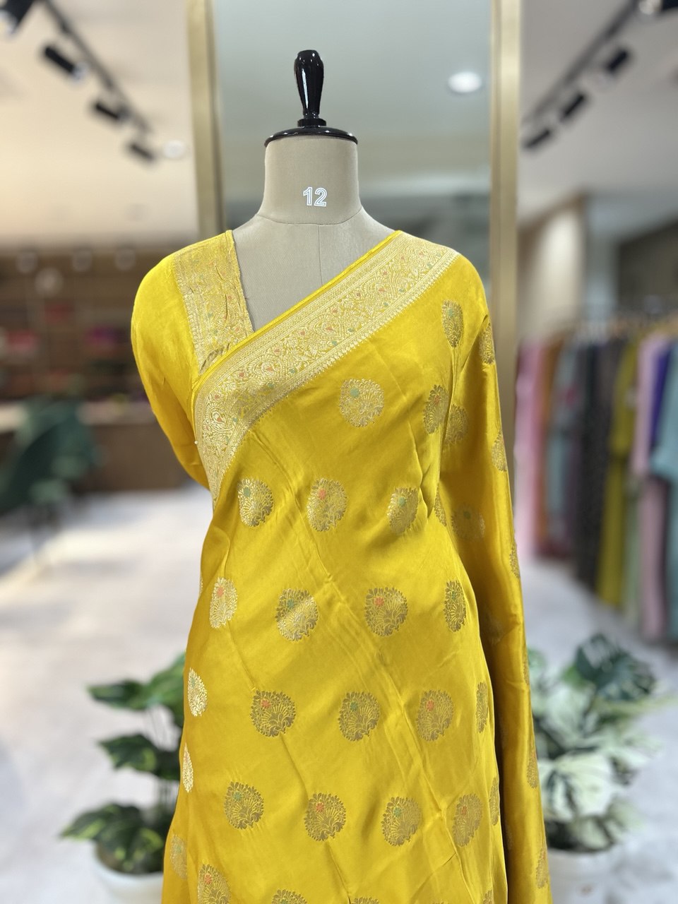 Mustard Yellow Meena satin Benarasi 103 saree