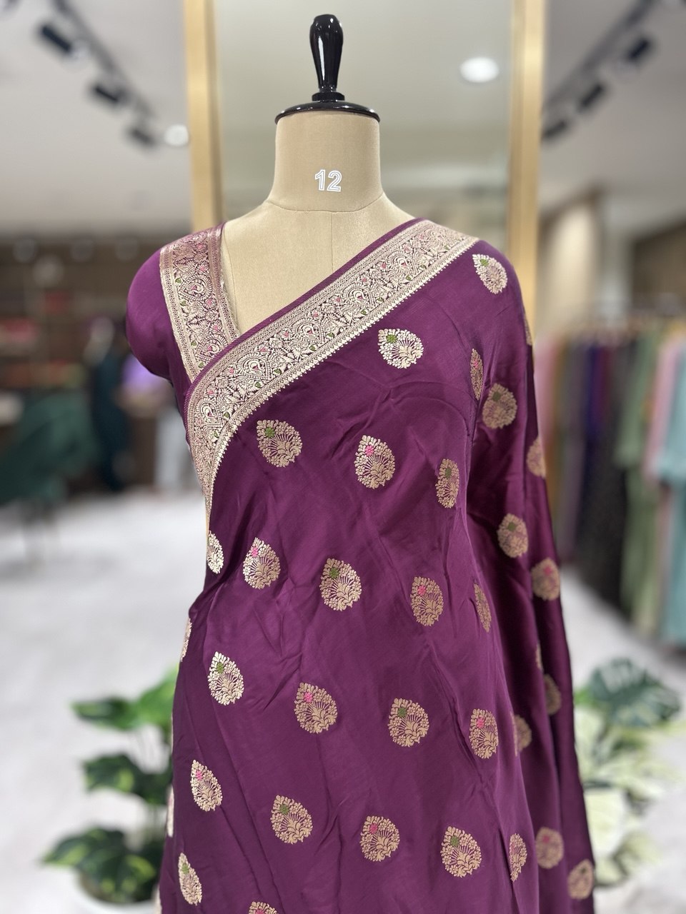 Wine Meena satin Benarasi 103 saree