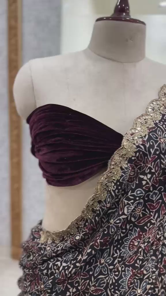 Load video: Maroon Pure Modal Silk Saree 108