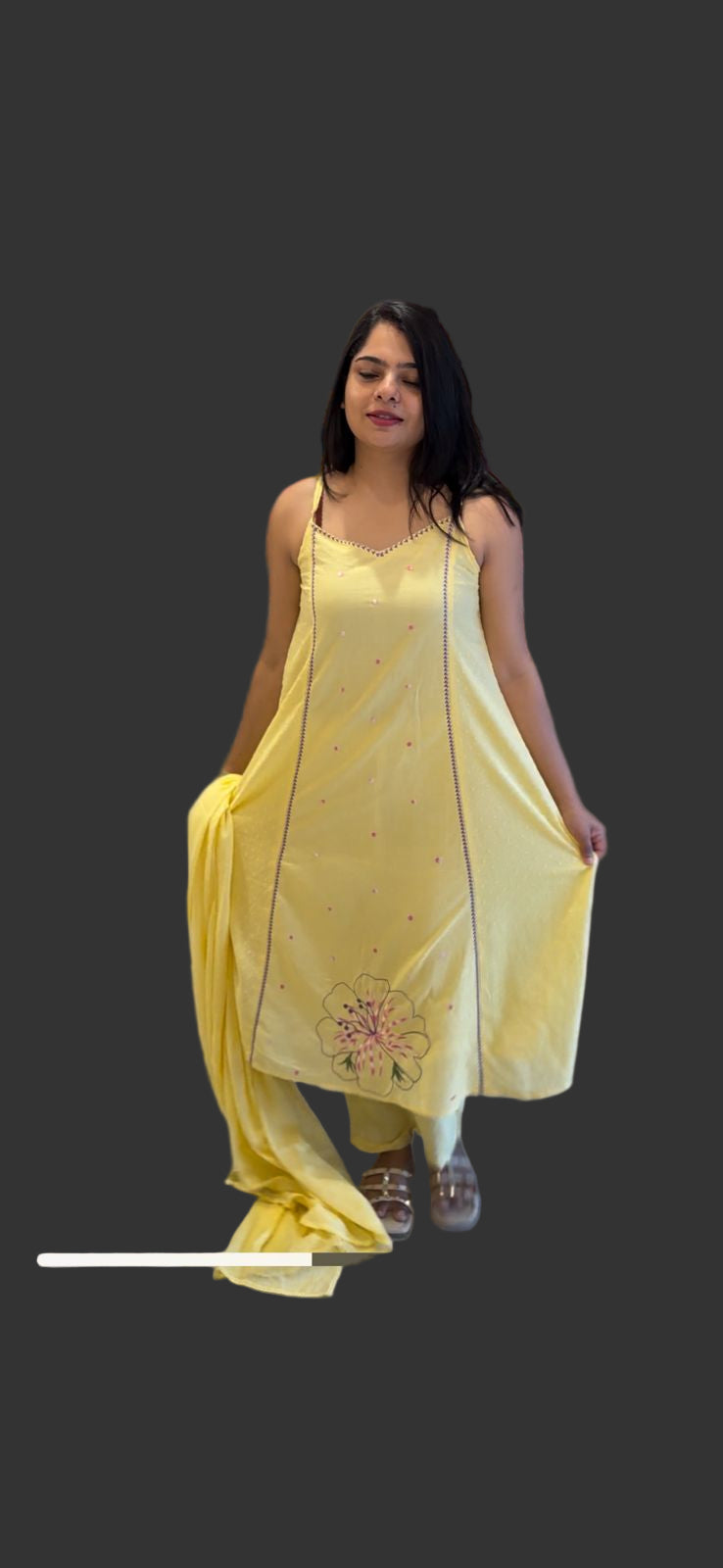 Lemon yellow Mul Cotton Kurtha sleevless 18