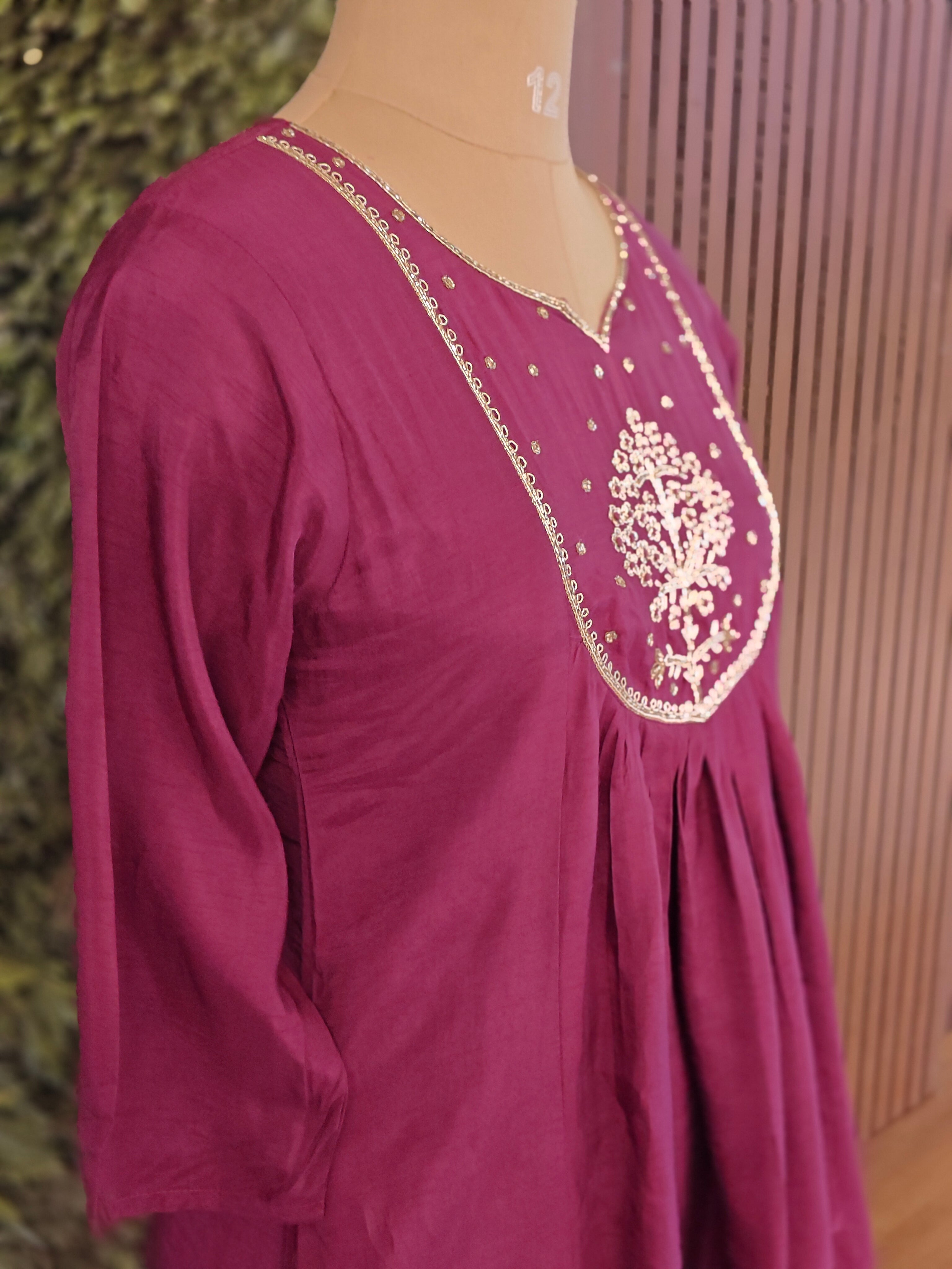 Dark Purple Chanderi Silk Airline Kurtha 389