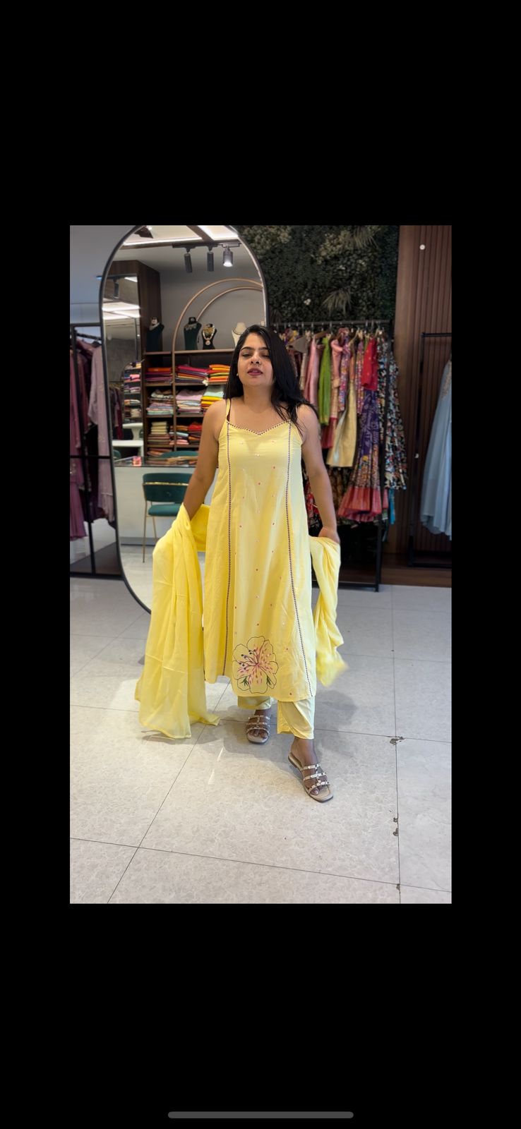 Lemon yellow Mul Cotton Kurtha sleevless 18
