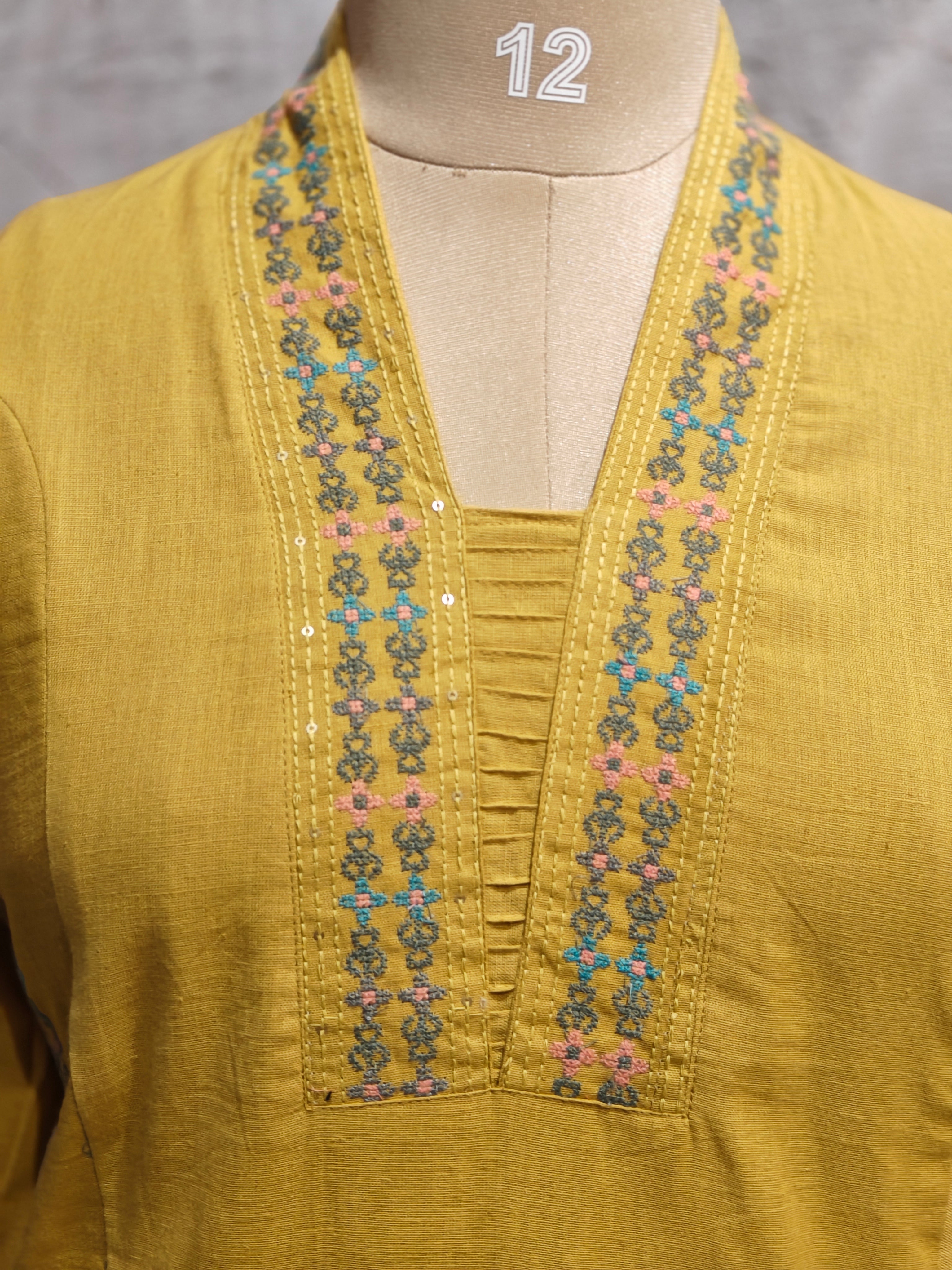 Yellow Cotton Airline Cord Set Kurtha 676