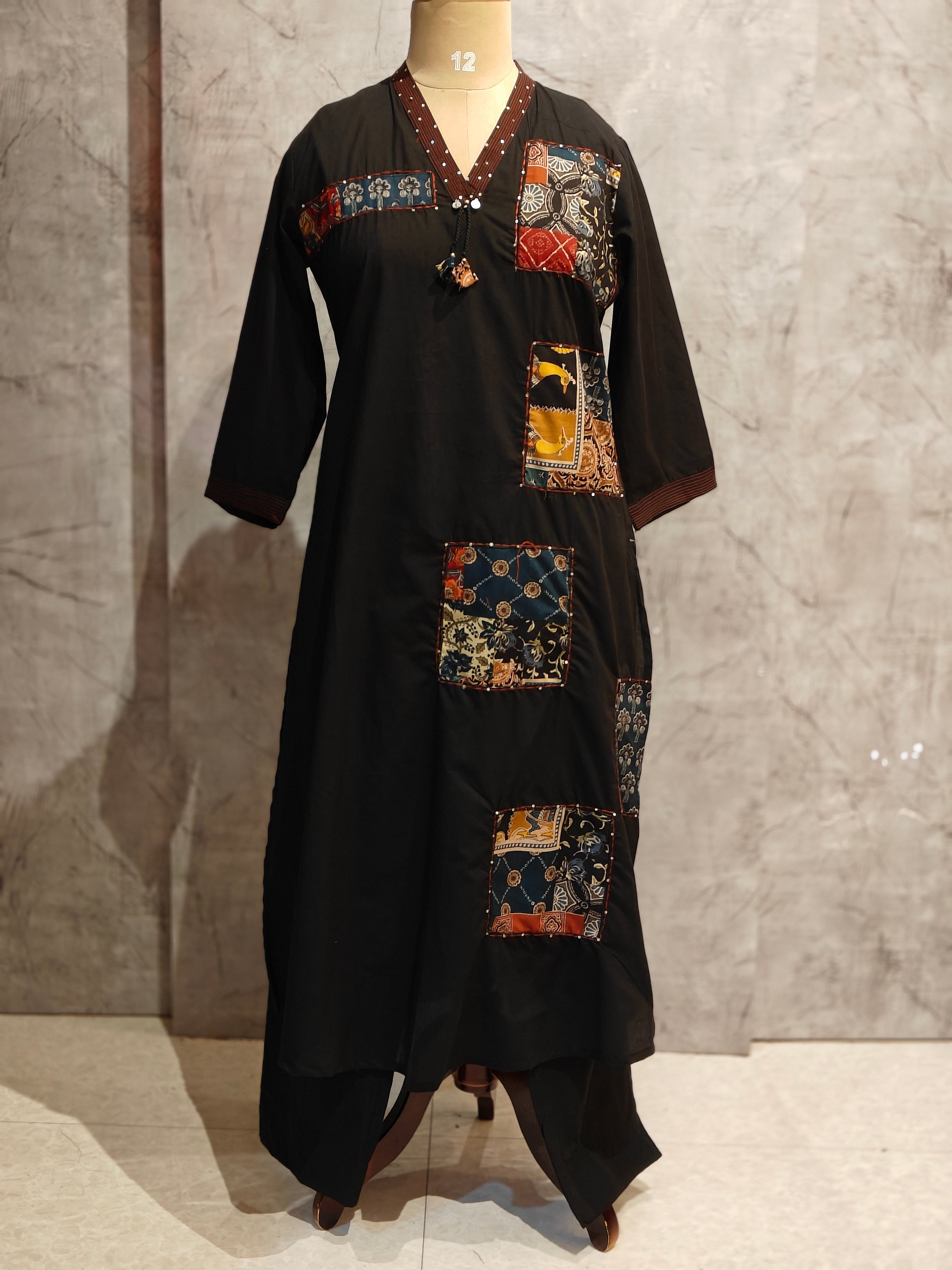 Black Cotton Straight Fit Kurtha 252