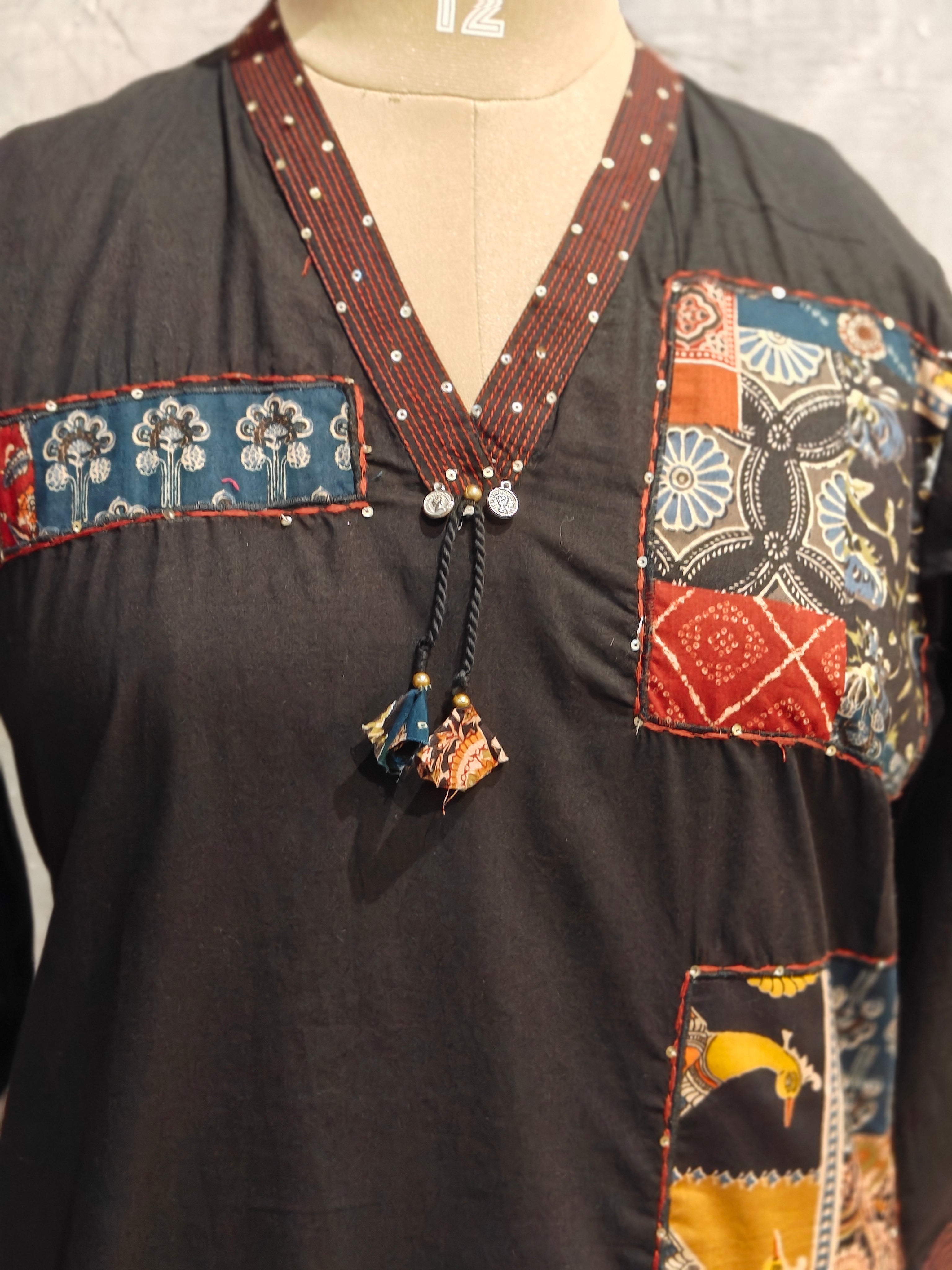 Black Cotton Straight Fit Kurtha 252