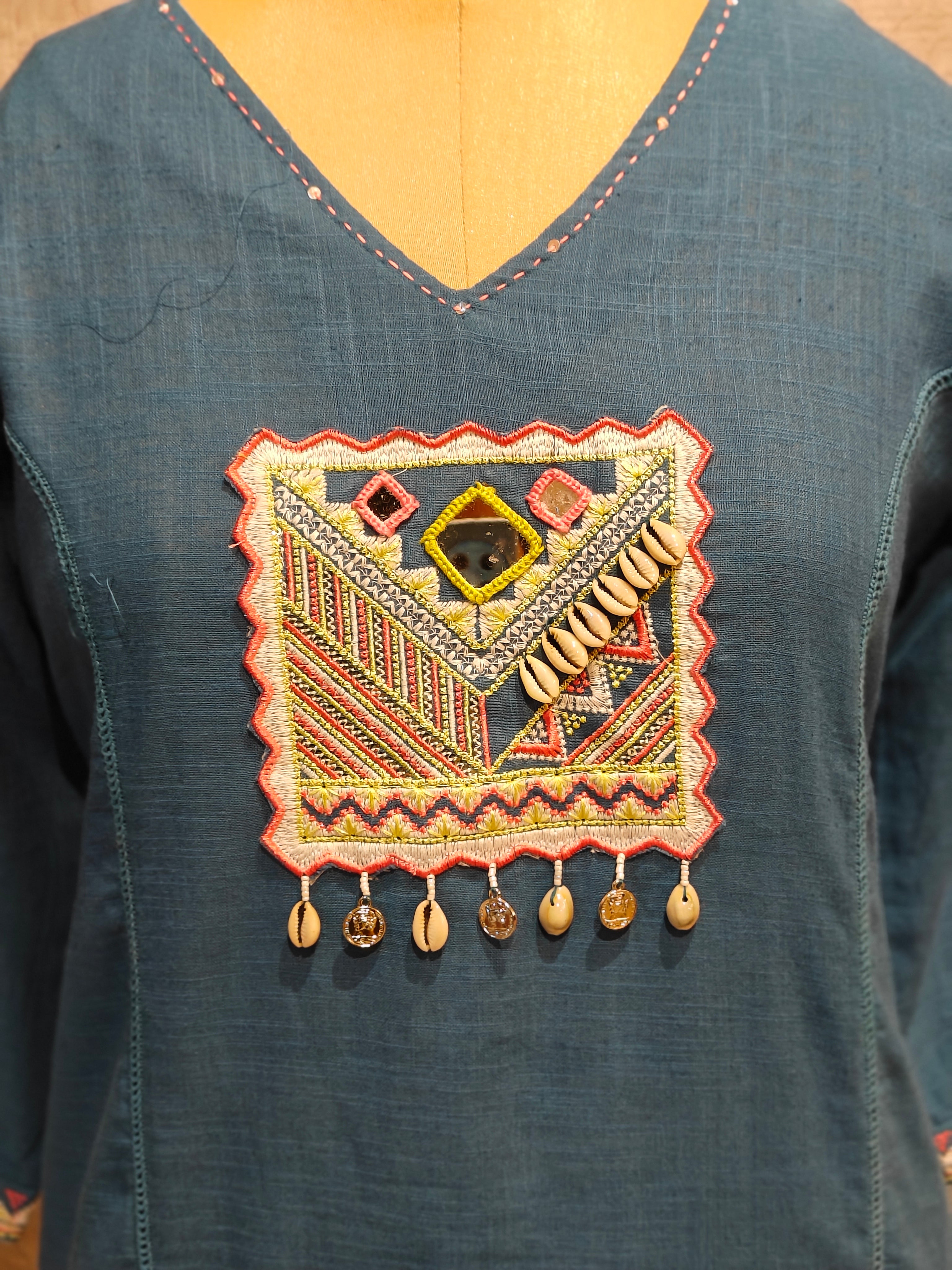 Blue Cotton Airline Cord Set Kurtha 676