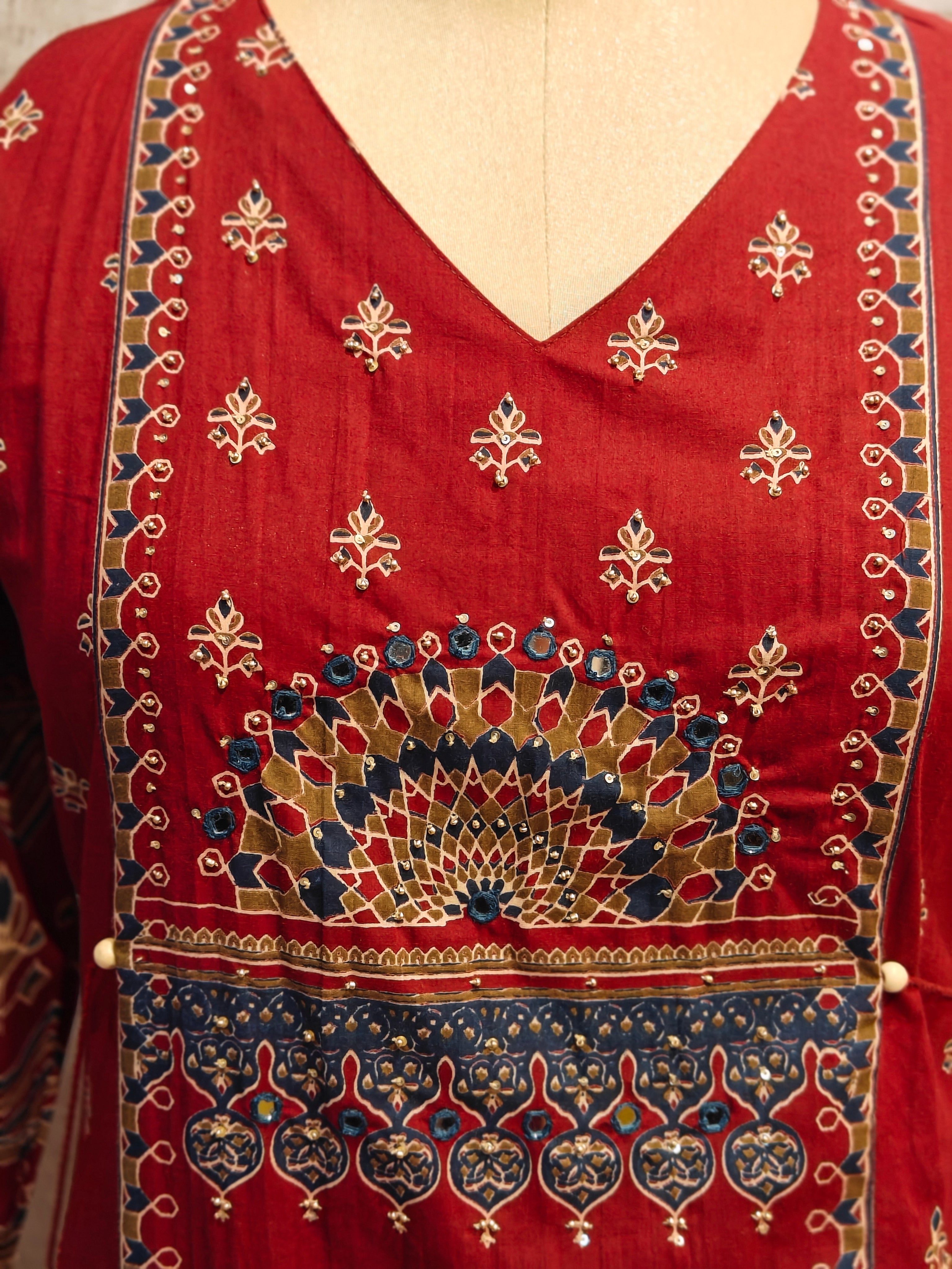 Maroon mul Cotton Anarkali Kurtha
