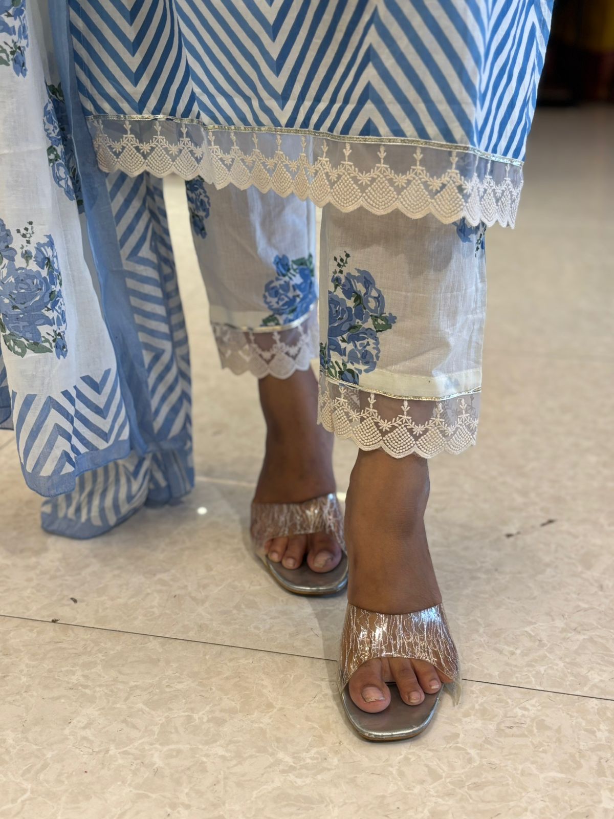 Blue Cotton straight fit Kurtha 575