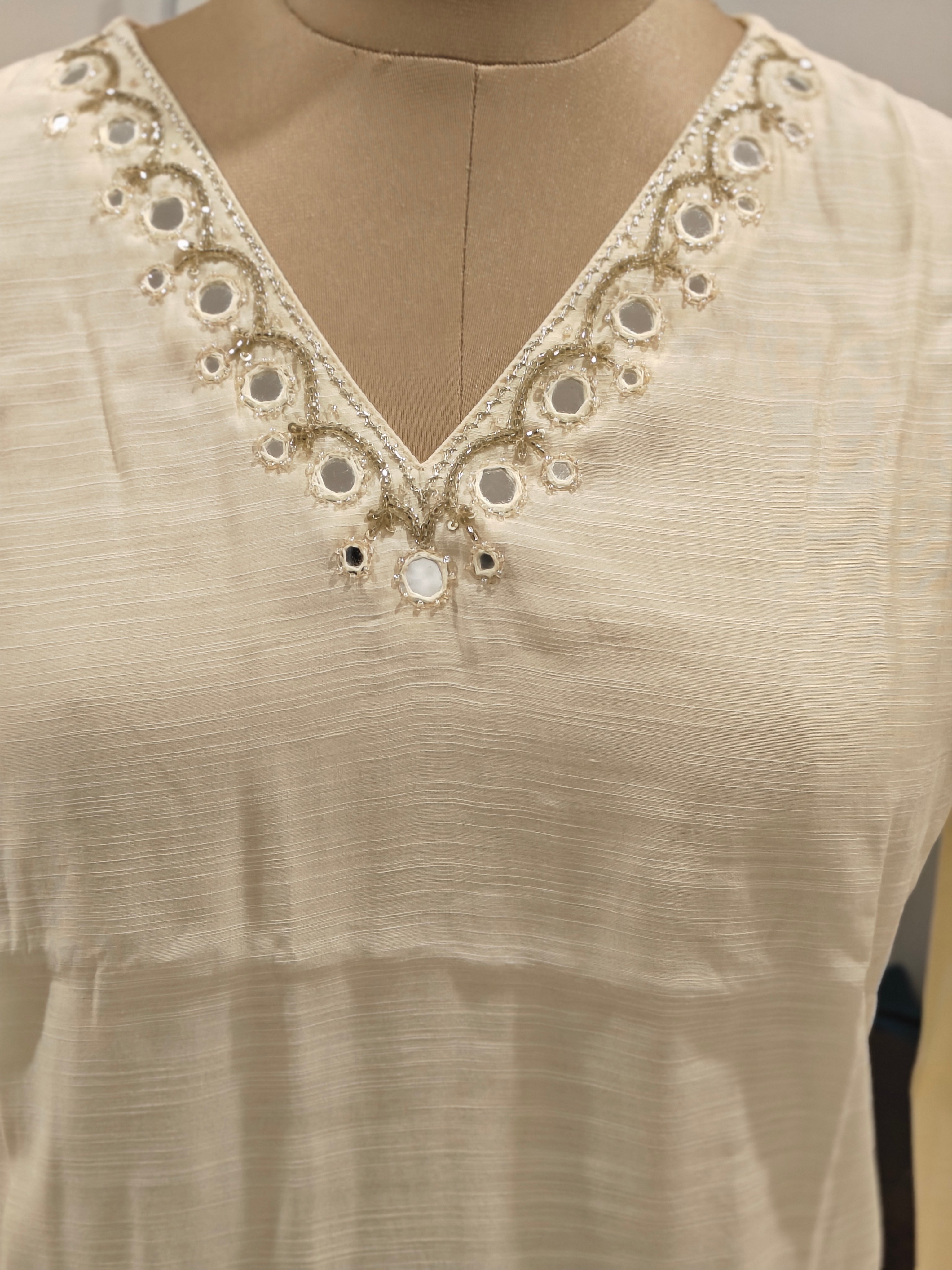 White Cotton Designer Straight FIt Kurtha Plus size