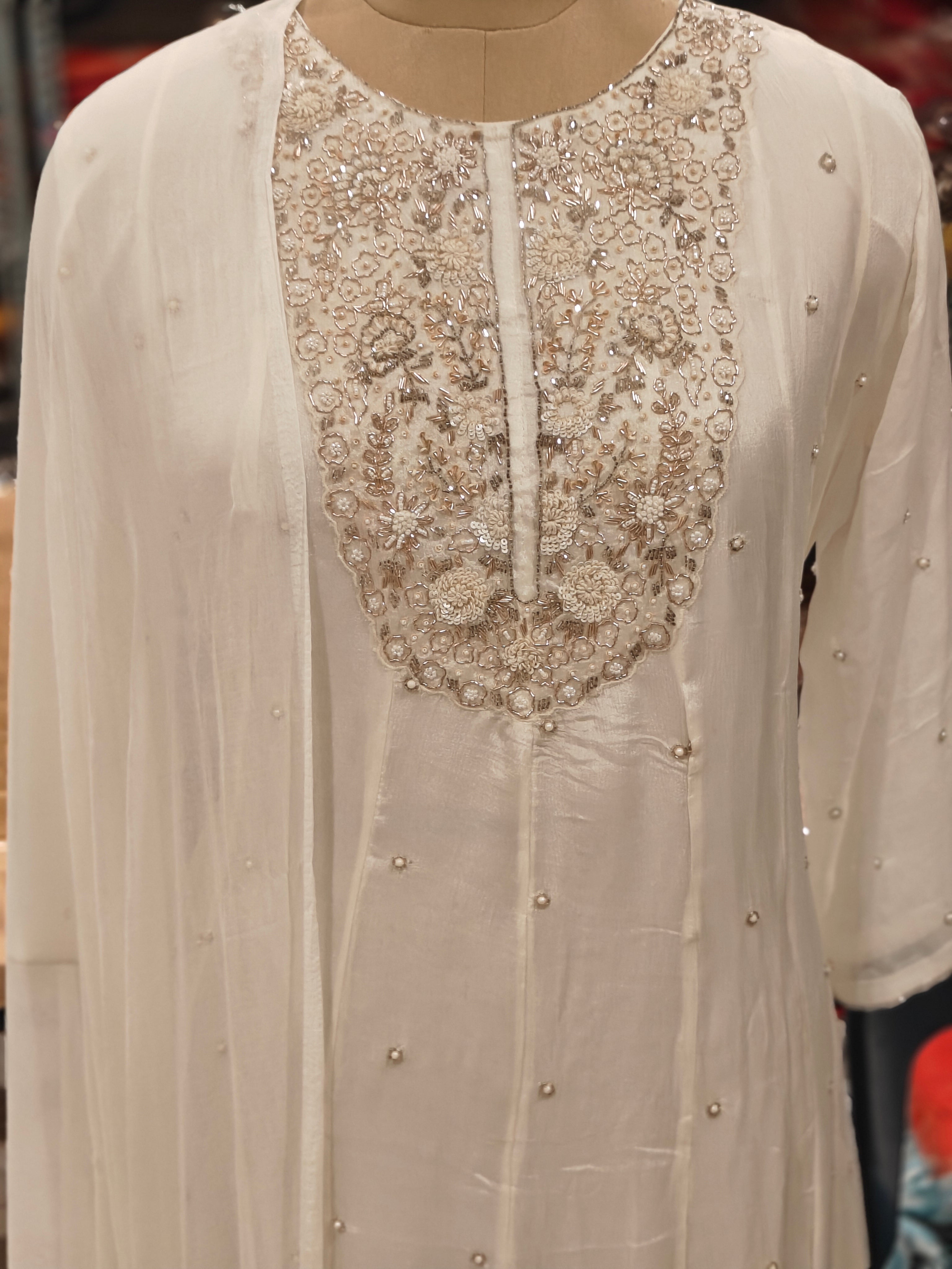 Whits Anarkali Chinnon Hand Embroidery Kurtha 567