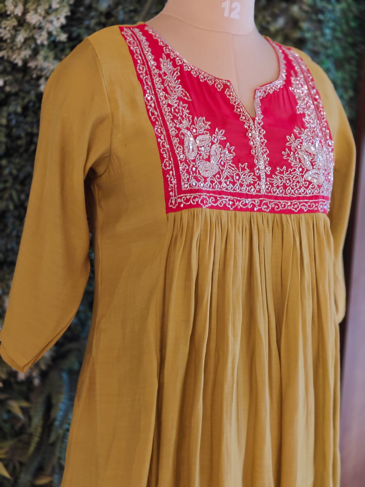 Mehendi Green Mul Silk Thread Work Airline Kurtha 649