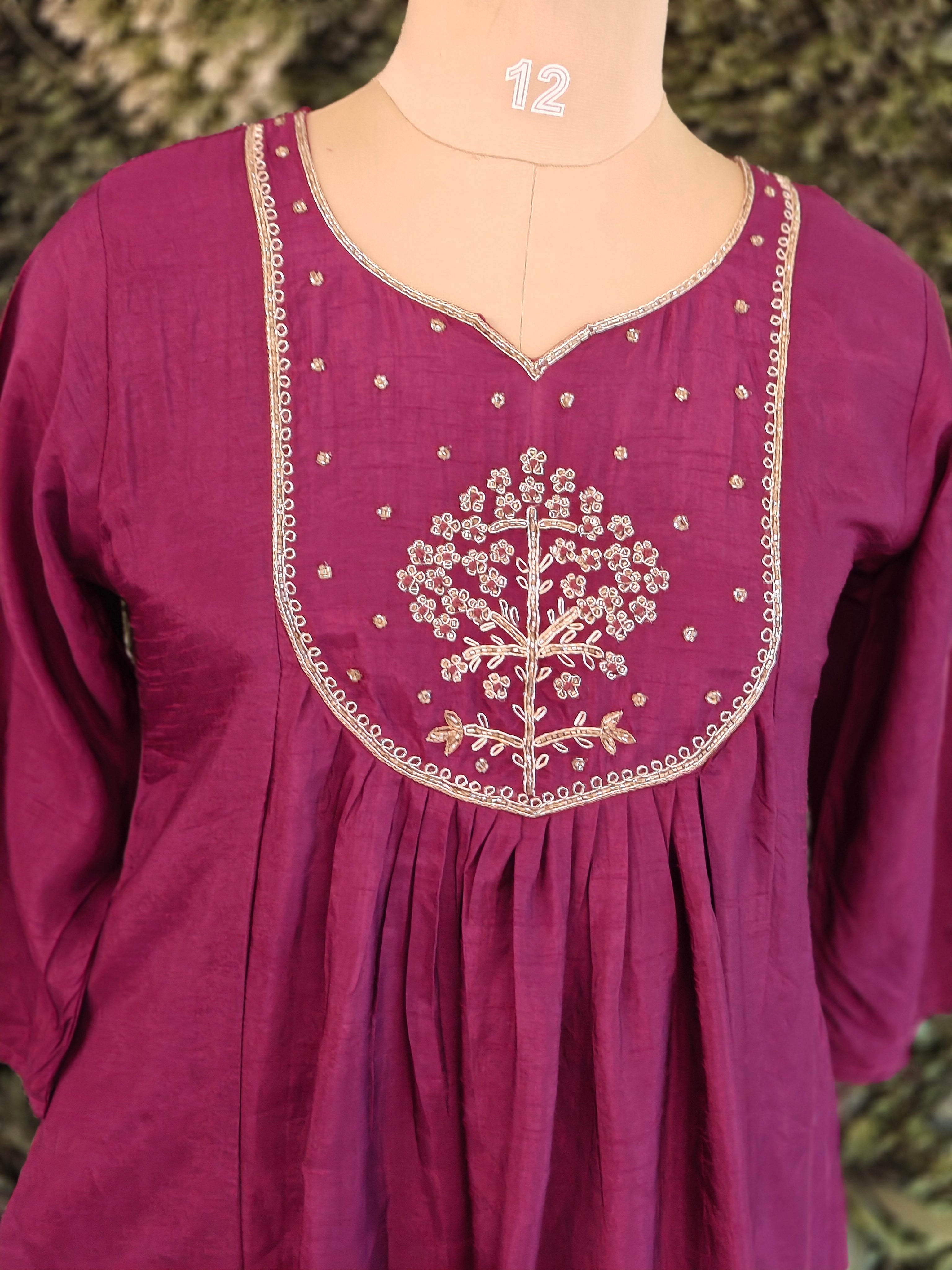 Dark Purple Chanderi Silk Airline Kurtha 389