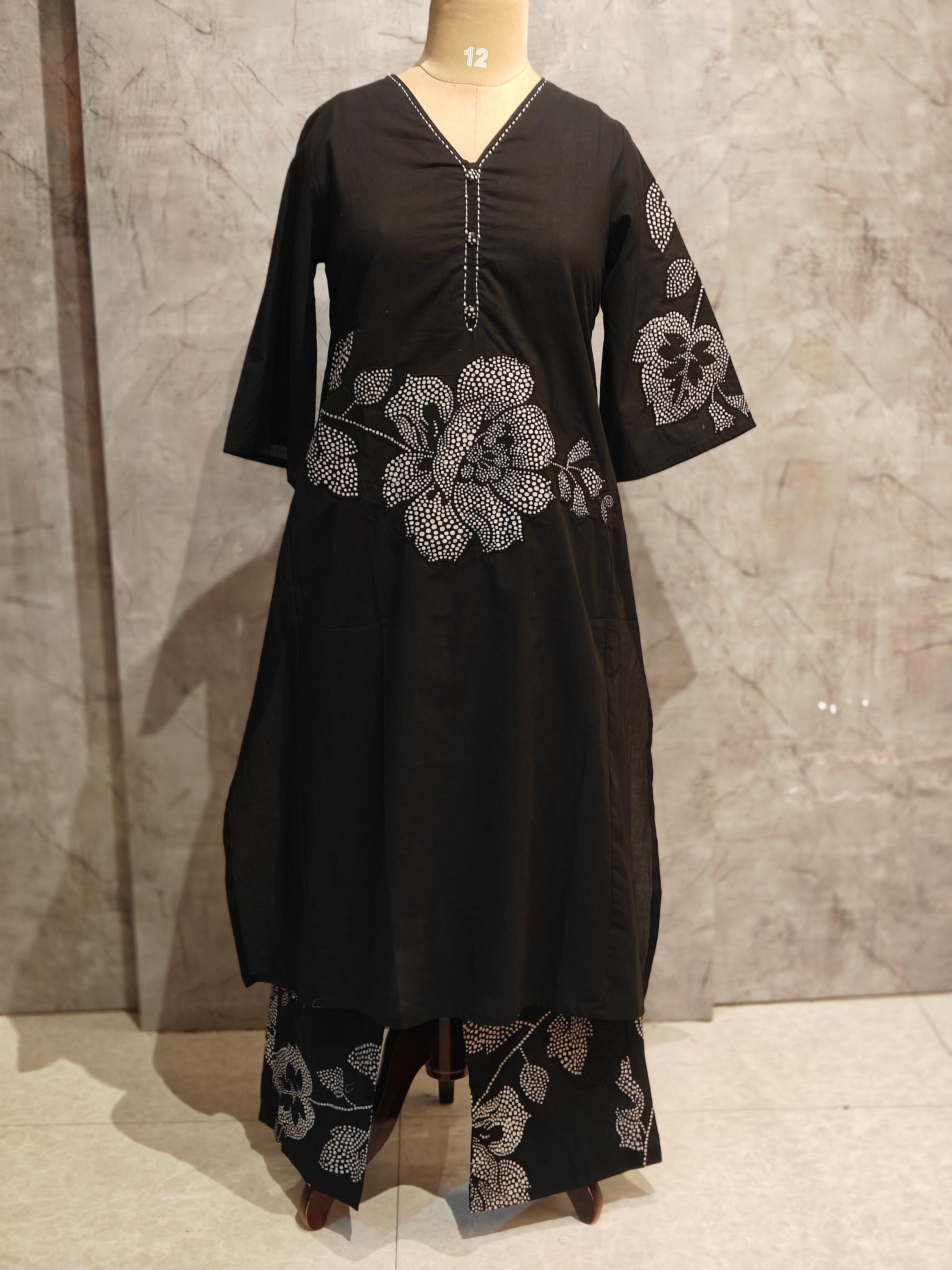 Black Cotton Cord Set Kurtha 412