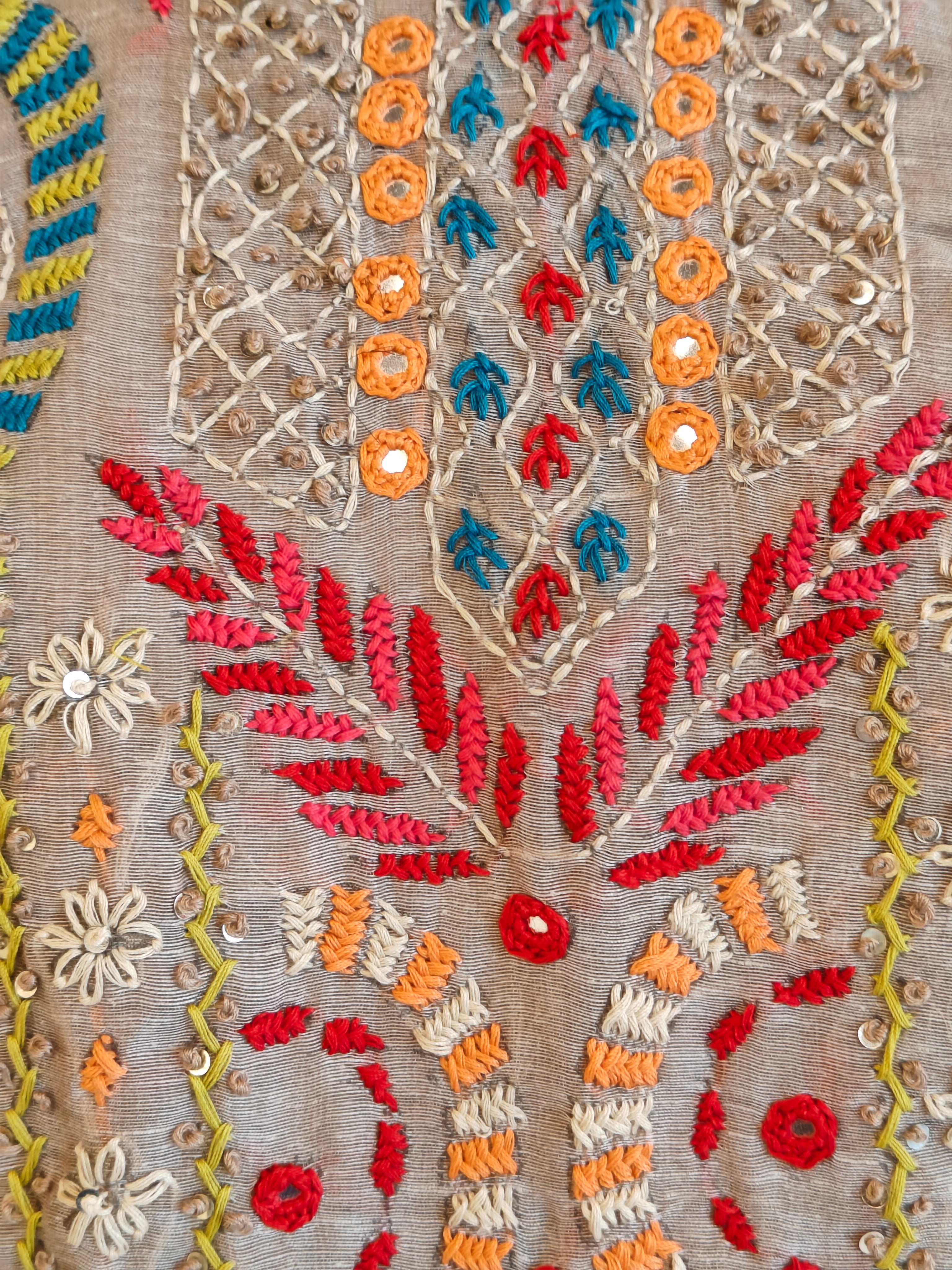 Grey Kota Silk Thread Work Anarkali Plus Size Kurtha