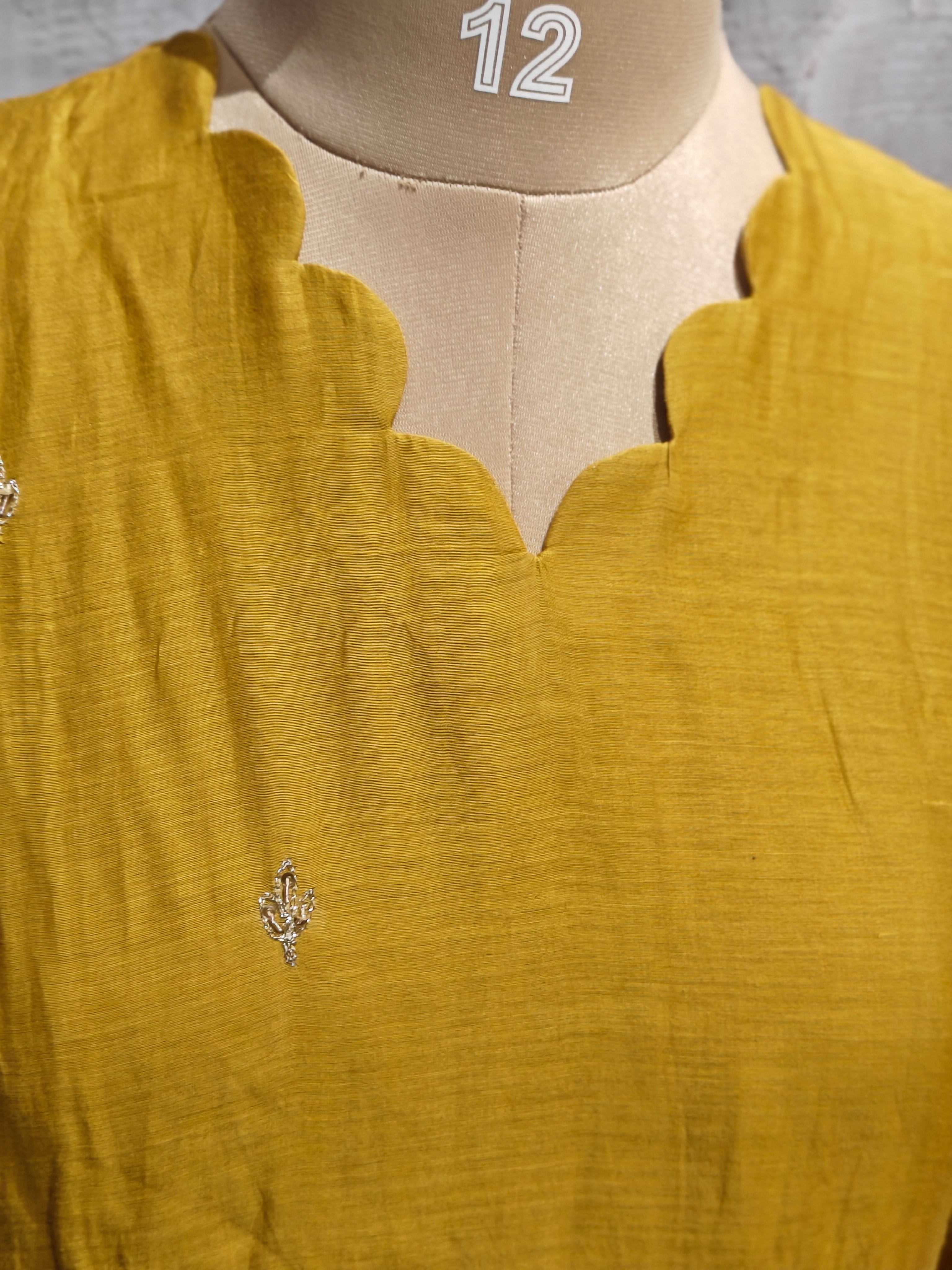 Mehndi green Mul Chanderi Designer Airline Kurtha Plus size