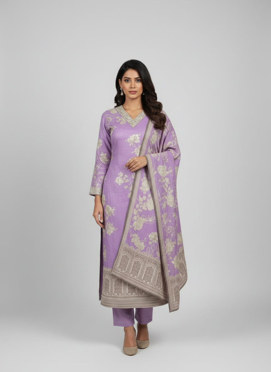 Lilac Cotton straight fit Kurtha 575