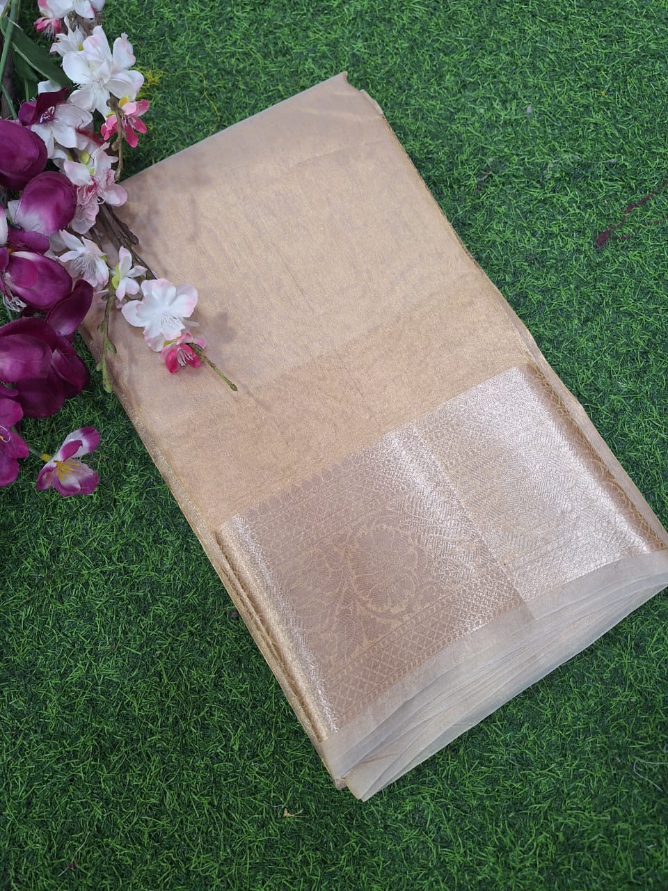 Malaika arora 01 plain pure tissue silk saree