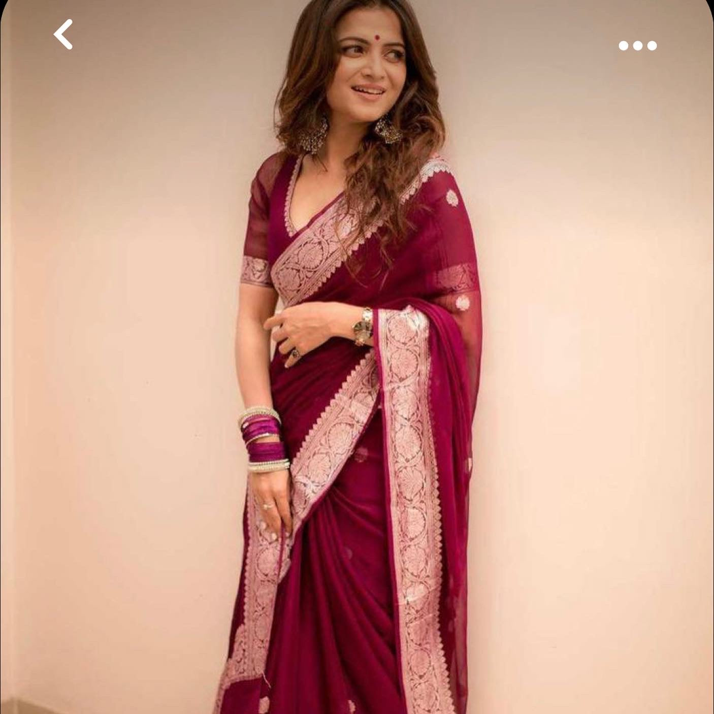 Burgandy benarasi pure chiffon saree